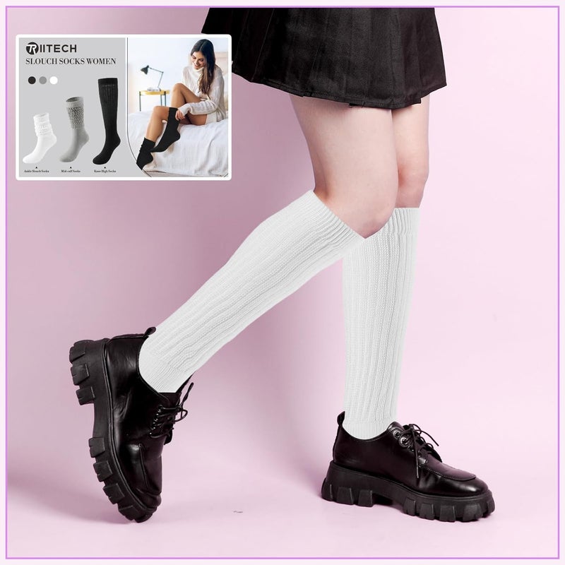 TRIITECH Store 3 Pairs Scrunchy Socks for Women,Slouch Socks Women Knee High Scrunch Socks Size 5-11 - Image 2